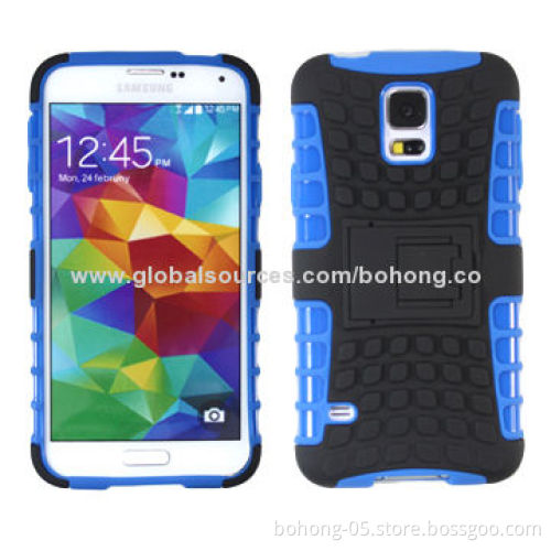 2-in-1 Cases for Samsung S5, PC + TPU with Kickstand, Various Colors Available